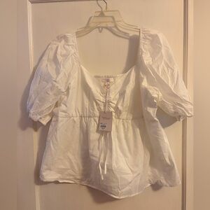 LC by Lauren Conrad White Puff Sleeve Top